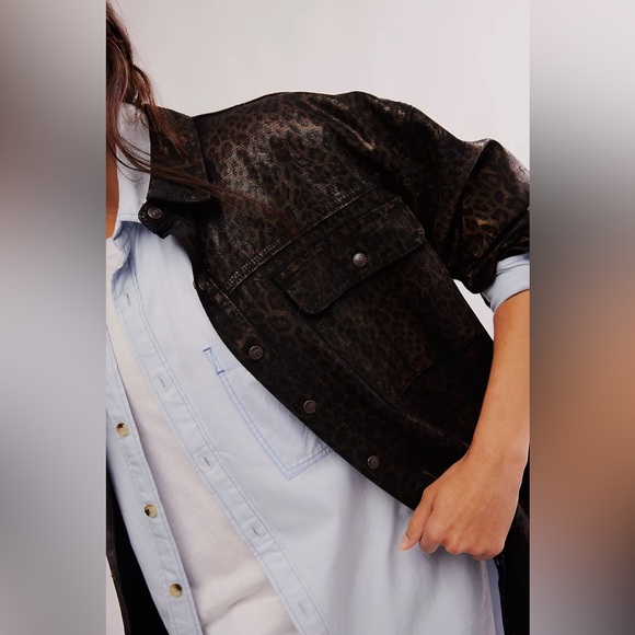 Free People x OneTeaspoon Night Animal Longline Denim Shirt NWT Size L - Picture 10 of 11